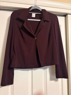Womens/Juniors Rampage Lightweight Wine One-Button Cropped Blazer Jacket, Size 9